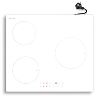 Karinear Induction Hob 3 Plates, White with Plug, Autonomous Hob Installation 59 cm, Boost, Safety Lock, Timer, 16 A, 220-240 V