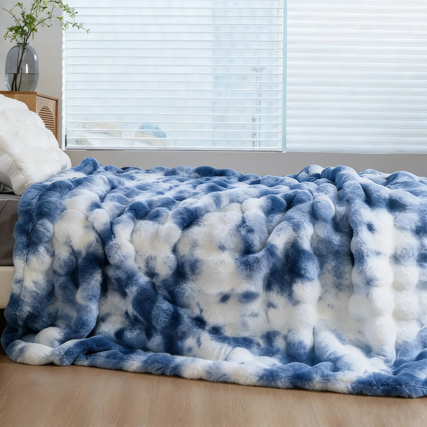 Soft Cozy Faux Fur Rabbit Blanket, Warm Thick for Bed Sofa Office, Elegant Home Decor, Perfect Gift, Durable and Versatile