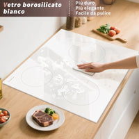 Karinear Induction Hob 3 Plates, White with Plug, Autonomous Hob Installation 59 cm, Boost, Safety Lock, Timer, 16 A, 220-240 V