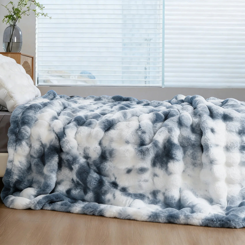 Soft Cozy Faux Fur Rabbit Blanket, Warm Thick for Bed Sofa Office, Elegant Home Decor, Perfect Gift, Durable and Versatile
