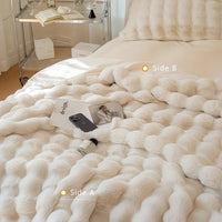 Soft Cozy Faux Fur Rabbit Blanket, Warm Thick for Bed Sofa Office, Elegant Home Decor, Perfect Gift, Durable and Versatile