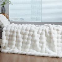 Soft Cozy Faux Fur Rabbit Blanket, Warm Thick for Bed Sofa Office, Elegant Home Decor, Perfect Gift, Durable and Versatile