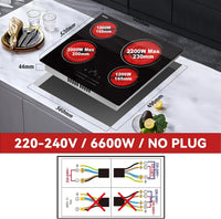 Karinear Ceramic Hob, 4 Zone Electric Hob 60cm Built-in Ceramic Cooker with Double Ring Zone Function, Touch, 6600W Hard Wired