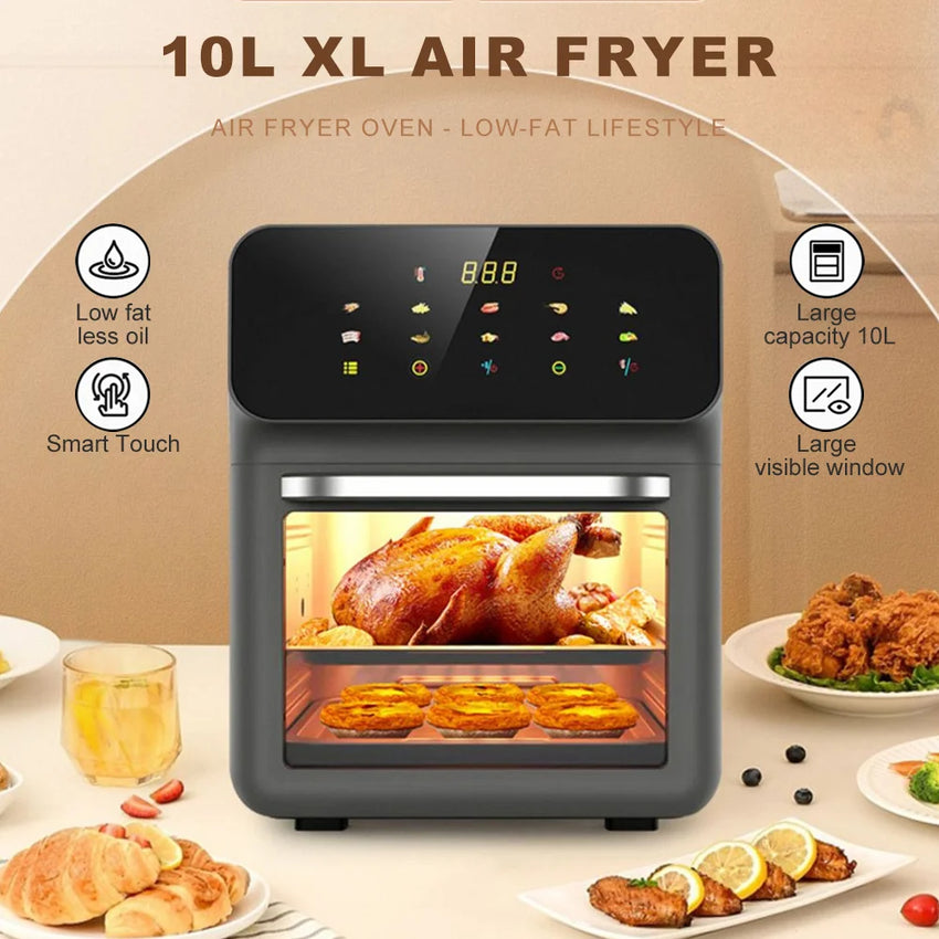 Visible Air Fryer Toaster Oven  All-in-One 10L Digital Air Fryer Toaster Oven with Baking Sheet 10 Presets Guided Cooking