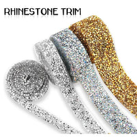 1 Yard Sewing Trim Crystal Motif Strass Hot Fix Rhinestone Tape Applicator Ribbon With Rhinestones Iron On Appliques For Dresses
