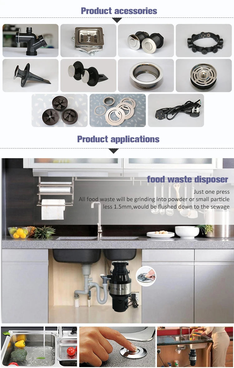 Home Appliance Kitchen Food Garbage Disposal Electric Waste Food Crusher Sink Grinder for Home