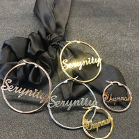 Sipuris Stainless Steel Personalized Customize Name Hoop Earrings Jewelry For Women Girls Circle Earring Fashion 30-60 MM
