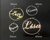 Sipuris Stainless Steel Personalized Customize Name Hoop Earrings Jewelry For Women Girls Circle Earring Fashion 30-60 MM