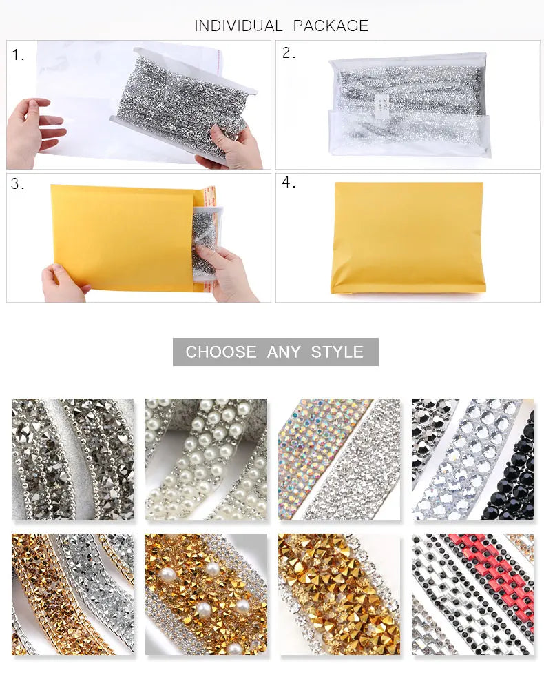 1 Yard Sewing Trim Crystal Motif Strass Hot Fix Rhinestone Tape Applicator Ribbon With Rhinestones Iron On Appliques For Dresses