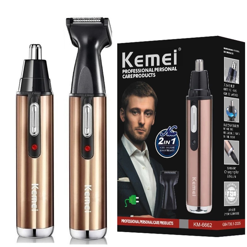 Original Kemei Rechargeable Ear Nose Hair Trimmer For Men Grooming Kit Electric Eyebrow Beard Trimer Facial Nose Ears Trimmer