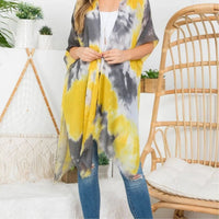 TD Tie Dye Two Tone Open Front Floor-Length Kimono Elegant Casual Style Fashion Dress for Women for Day Holidays House One Size