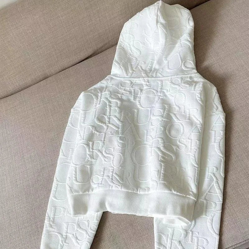 2 Piece Sets Womens Outfits Spring Fashion Skinny Hooded Short Jacket and Shorts Knitted Jacquard Designer Fall Women Clothing