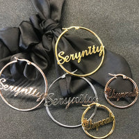 Sipuris Stainless Steel Personalized Customize Name Hoop Earrings Jewelry For Women Girls Circle Earring Fashion 30-60 MM