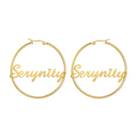 Sipuris Stainless Steel Personalized Customize Name Hoop Earrings Jewelry For Women Girls Circle Earring Fashion 30-60 MM