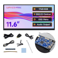 Waveshare 11.6inch Capacitive Touch Display, In-Cell Technology, 1768 828, 178 , Type-C Display for Raspberry Pi 5/4B/3B