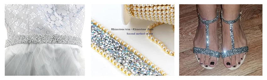 1 Yard Sewing Trim Crystal Motif Strass Hot Fix Rhinestone Tape Applicator Ribbon With Rhinestones Iron On Appliques For Dresses