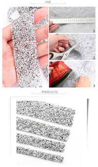 1 Yard Sewing Trim Crystal Motif Strass Hot Fix Rhinestone Tape Applicator Ribbon With Rhinestones Iron On Appliques For Dresses