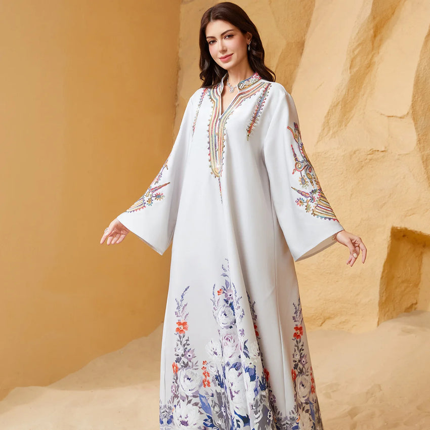 Cross-Border Modest Summer Robe for Muslim Women New Embroidered Dubai Dress Abayas Traditional Muslim Clothing for Travel