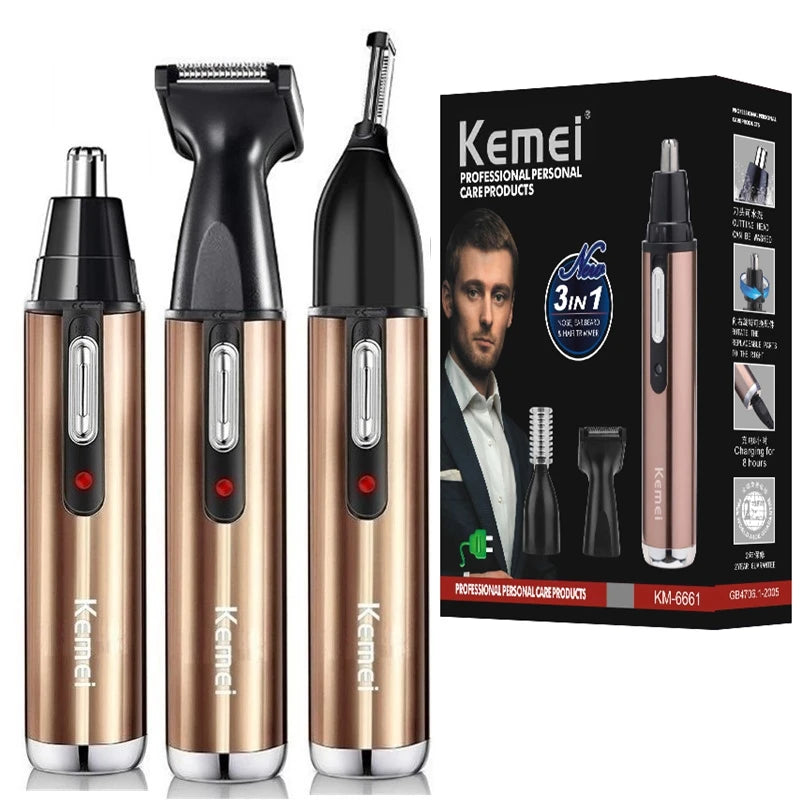 Original Kemei Rechargeable Ear Nose Hair Trimmer For Men Grooming Kit Electric Eyebrow Beard Trimer Facial Nose Ears Trimmer