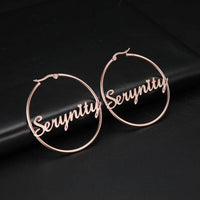 Sipuris Stainless Steel Personalized Customize Name Hoop Earrings Jewelry For Women Girls Circle Earring Fashion 30-60 MM