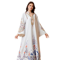 Cross-Border Modest Summer Robe for Muslim Women New Embroidered Dubai Dress Abayas Traditional Muslim Clothing for Travel