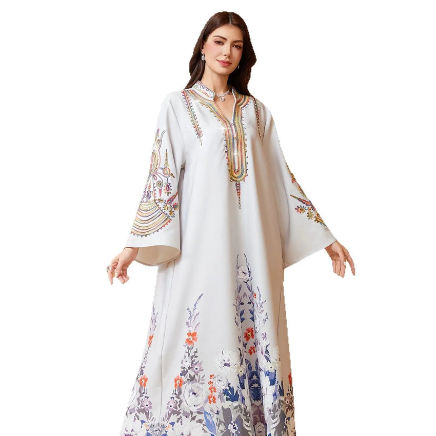 Cross-Border Modest Summer Robe for Muslim Women New Embroidered Dubai Dress Abayas Traditional Muslim Clothing for Travel