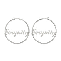 Sipuris Stainless Steel Personalized Customize Name Hoop Earrings Jewelry For Women Girls Circle Earring Fashion 30-60 MM