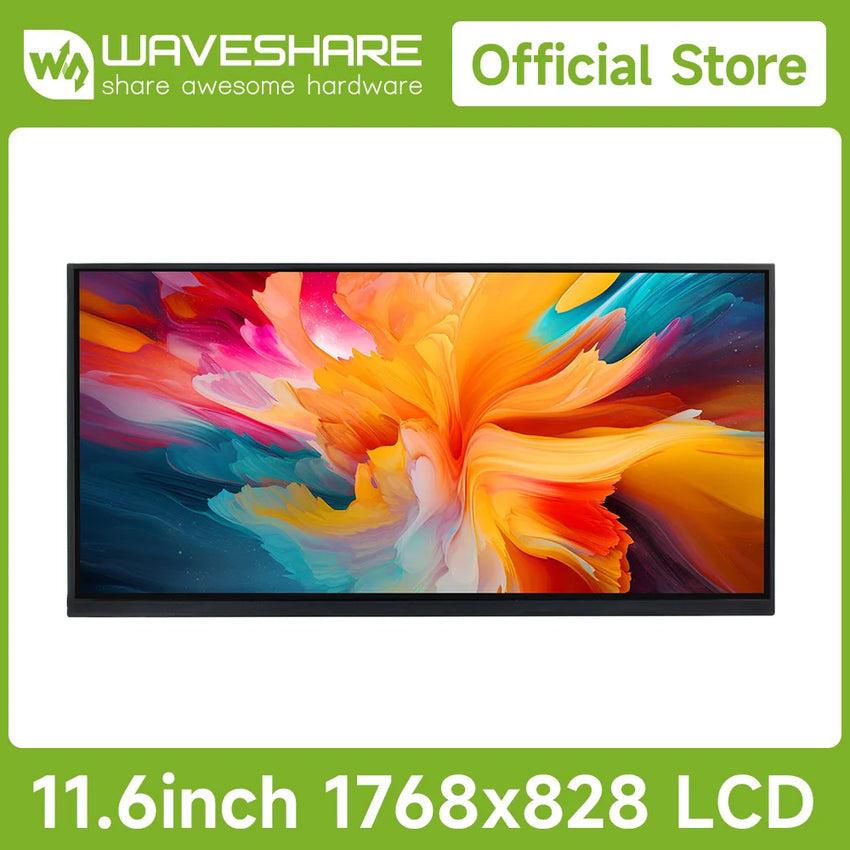 Waveshare 11.6inch Capacitive Touch Display, In-Cell Technology, 1768 828, 178 , Type-C Display for Raspberry Pi 5/4B/3B