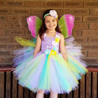Girls Pastel Unicorn Flower Tutu Dress Kids Crochet Tulle Strap Dress Ball Gown with Daisy Ribbons Children Party Costume Dress