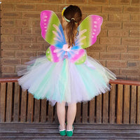 Girls Pastel Unicorn Flower Tutu Dress Kids Crochet Tulle Strap Dress Ball Gown with Daisy Ribbons Children Party Costume Dress