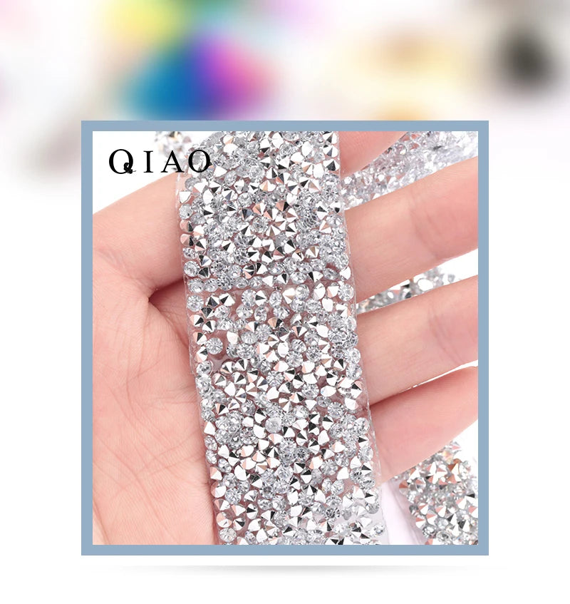 1 Yard Sewing Trim Crystal Motif Strass Hot Fix Rhinestone Tape Applicator Ribbon With Rhinestones Iron On Appliques For Dresses
