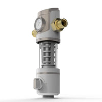 Reusable Spin Down Sediment Water Filter double-deck 40 Micron with Built-in Housing Scraper, Rotatable Head, Pressure Gauge