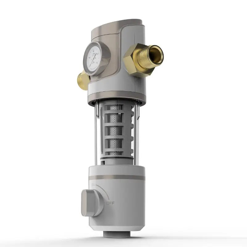 Reusable Spin Down Sediment Water Filter double-deck 40 Micron with Built-in Housing Scraper, Rotatable Head, Pressure Gauge