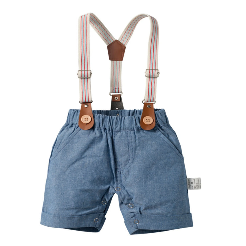 Citgeett Summer Toddler Kid Boys Long Sleeve Tops Suspender Pants Suit Long Sleeve Lapel Button Romper Shirt Gentleman Clothes