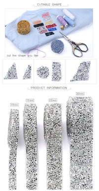 1 Yard Sewing Trim Crystal Motif Strass Hot Fix Rhinestone Tape Applicator Ribbon With Rhinestones Iron On Appliques For Dresses