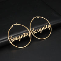 Sipuris Stainless Steel Personalized Customize Name Hoop Earrings Jewelry For Women Girls Circle Earring Fashion 30-60 MM