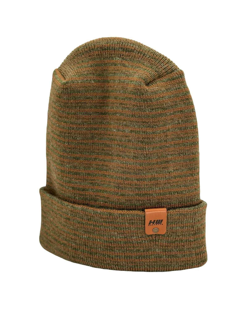 Haakwear H-Stitch Trending Men’s Beanie – Modern Cuffed Beanie | Brown & Green Contrast | Made in USA