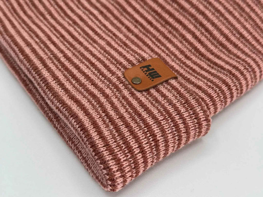 HAAKWEAR H-Stitch Cuffed Beanie - Trending Men’s & Women’s Beanie | Burgundy/Pink Contrast | Made in USA