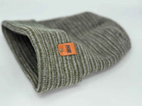HAAKWEAR H-Stitch Contrast Cuffed Beanie – Gray/Green | Made in USA | Trending Designer Winter Hat 2025
