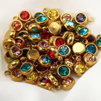 20pcs 6mm Stainless Steel Rhinestone Beads Gold Color Crystal Charms Pendants for Necklace Bracelet Jewelry Making Charm 2030