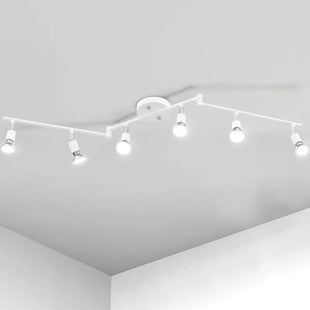 Track Lighting Kit Modern White Ceiling Spot Lighting with Flexibly Rotatable Light Heads 6 Track Lights for Room/Hallway/Kitch