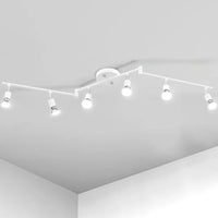 Track Lighting Kit Modern White Ceiling Spot Lighting with Flexibly Rotatable Light Heads 6 Track Lights for Room/Hallway/Kitch