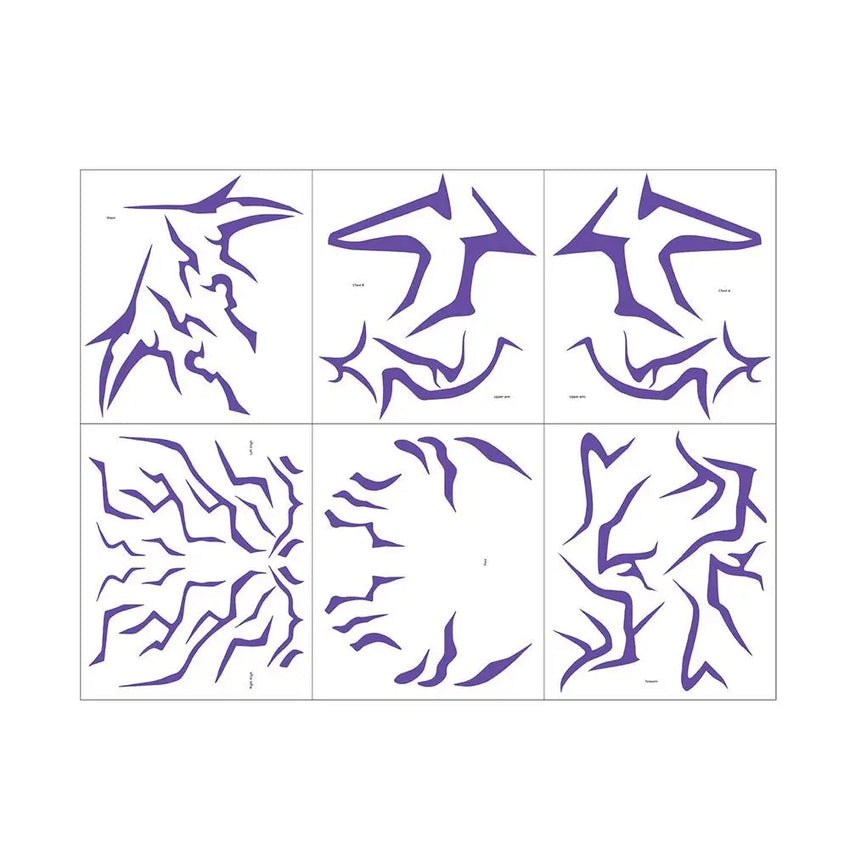 Kpop Temporary Tattoos, Purple Lightning Bold Makeup for Cosplay Role Play, Waterproof Face Art Stickers 1pcs Random