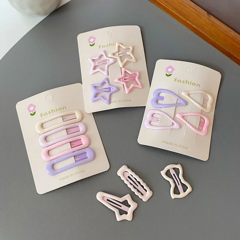 4pcs/set Cute Star Hair Clips Girl's Side Bangs Hair Accessories Small Clip Children's Hair Decorations Kids Accessories