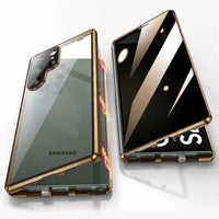 Anti Peeping Metal Phone Case For Samsung Galaxy S25 S24 S23 S22 Ultra Plus 360 Degree Privacy Protection Magnetic Phone Cover