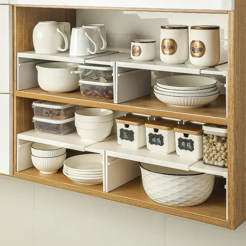Kitchen Cupboard Organizer Retractable Cabinet Shelf Seasoning Bottle Spice Rack Dish Shelf Kitchen Accessories Storage 2030