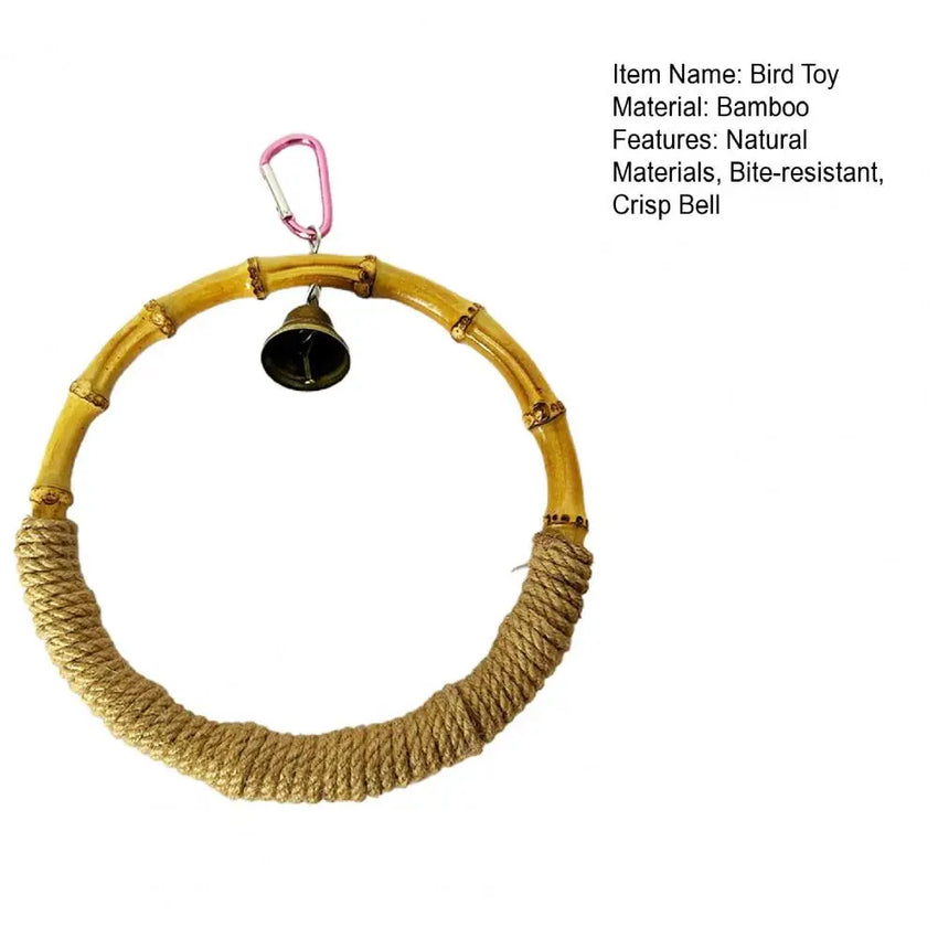Bird Swing for Parrot Cage, Bite Resistant, Crisp Bell, Bamboo Bird Toy, Playing Toy, Pet Supplies