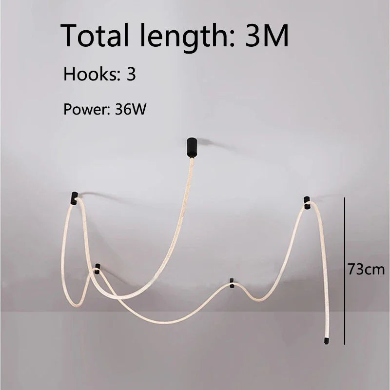 Modern LED Line Light Designer DIY Chandelier for Loft Villa Duplex Living Room Exhibition Hall Creative Art Home Lighting