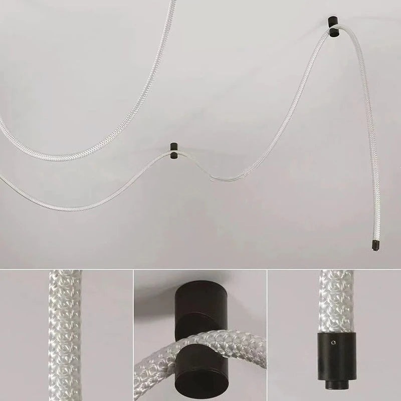 Modern LED Line Light Designer DIY Chandelier for Loft Villa Duplex Living Room Exhibition Hall Creative Art Home Lighting