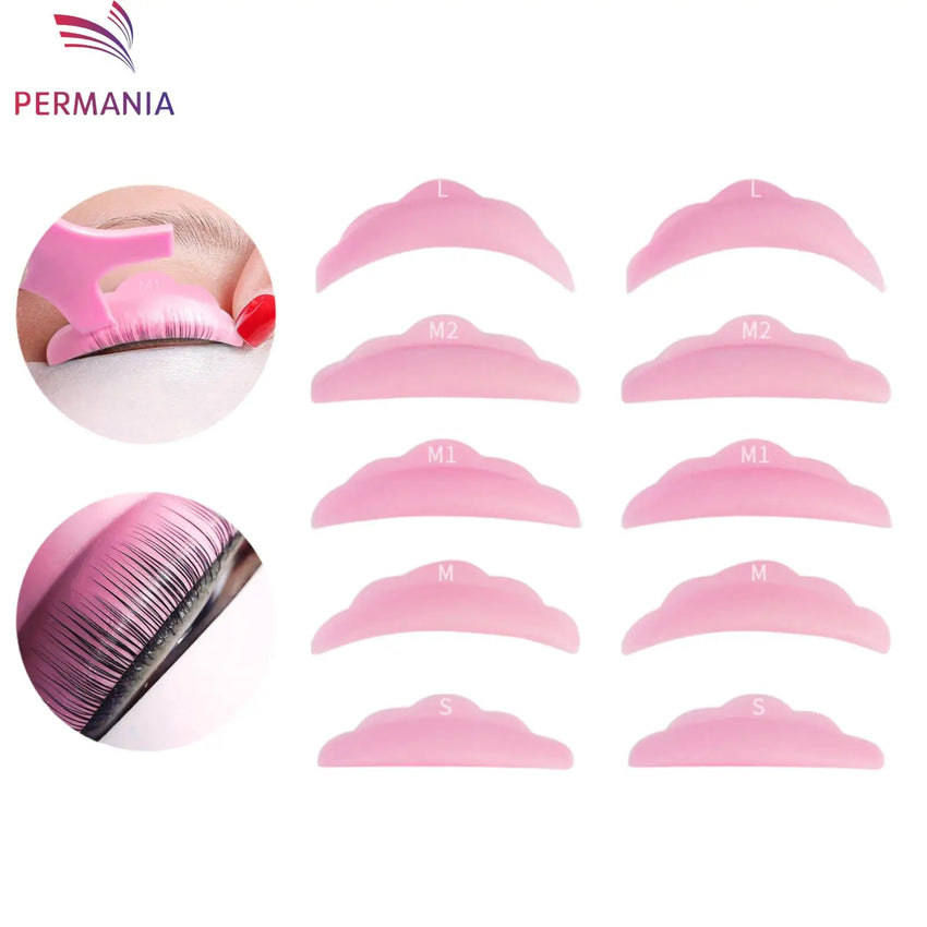 Permania 5 Pair Eyelash Extension Pads Silicone Protection Eyelashes Pad Reusable Lifting Curler Shield Patch Lashes Makeup Tool